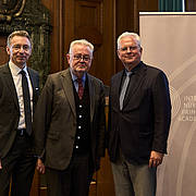 After the lecture group photo with Professor Dr Christoph Safferling, Professor William Schabas and Dr Thomas Dickert (from left to right)