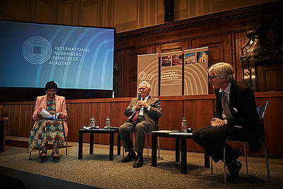 Panel discussion with former UN High Commissioner for Human Rights Navi Pillay, Thomas Buergenthal, und David Tolbert, the President of the International Center for Transitional Justice