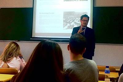 Mr. Eduardo Toledo giving a lecture at the Alfonso X el Sabio University in Madrid