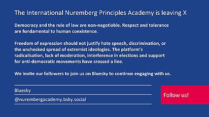 The International Nuremberg Principles Academy left X