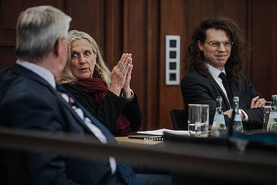 Ben Ferencz Workshop – Prof. Eckart Conze, Susanne Koller, Martin Prokopek (v. links nach rechts)