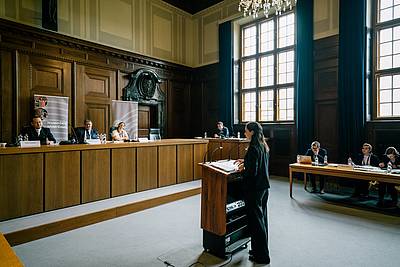 Students had the possibility to plead in the historic Courtroom 600.