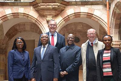Justice Catherine Mulenga Lombe Phiri (Zambia), Justice Philip Waki (Kenya), Klaus Rackwitz (Nuremberg Academy), Justice Alfred Mabeya (Kenya), Dr. Arne Wulff (Konrad-Adenauer-Stiftung, Kenya) and Ruth Sebatindira, SC (Uganda)