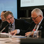Judge Sang-Hyun Song, William Pace and Judge Piotr Hofmanski (from left to right)