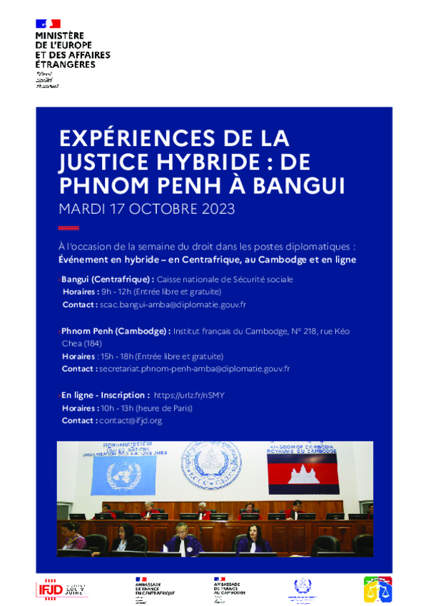 Expériences de la Justice Hybride de Phnom Penh à Bangui