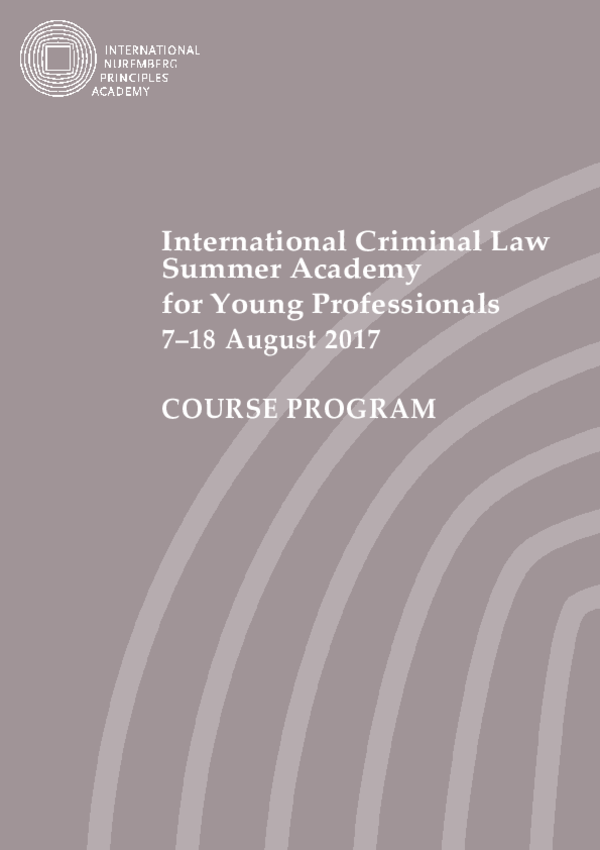 Program International Criminal Law Summer Academy for Young Professionals 