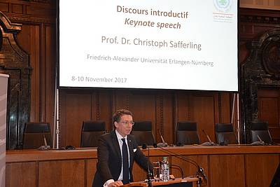 Prof. Dr. Christoph Safferling, Professor at the Friedrich-Alexander University Erlangen-Nuremberg, giving the keynote speech